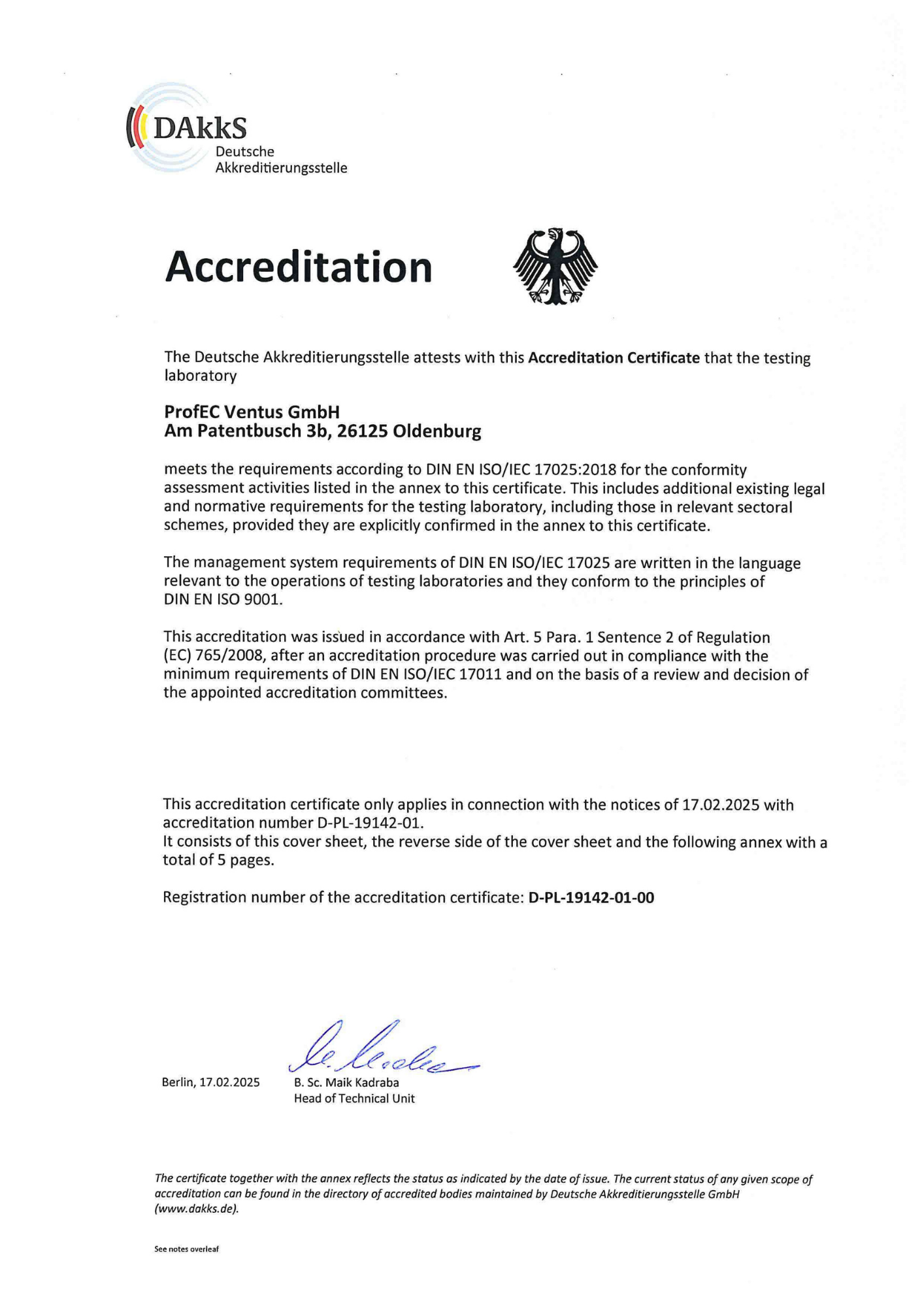 Accreditation Certificate Testing Laboratory Page1